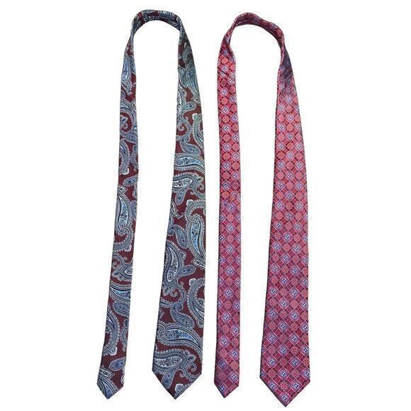 Lot of 2 Jos A Bank Classic Collection Ties Multicolor 100% Silk Handmade - Picture 3 of 10